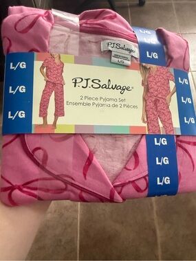 P.J. Salvage Pink Ribbon-Print 2-Piece Pajama Set